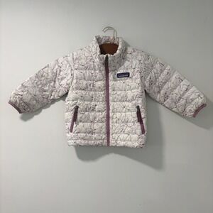 Patagonia Baby Down Sweater 6-12M Sleepy Bears Purple White Puffer Jacket 60520